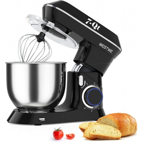 WESTWE Stand Mixer Blender，660W 6-Speed Dough &Cake&Bread Kitchen Electric Stand Mixer with 7-QT Stainless Steel Mixing Bowl Stainless Steel Dough Hook Wire Whip Beater Splash Guard B08L3D6M13