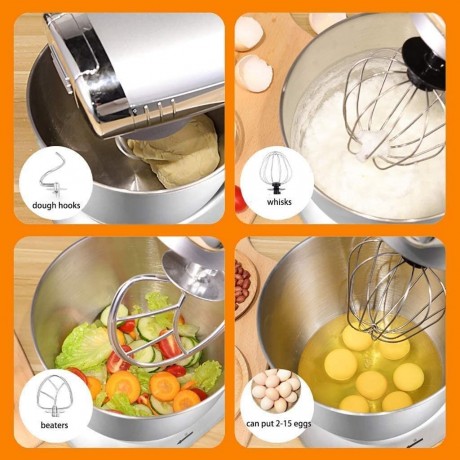 YAO-Household Stand Mixers Automatic Multi-functional Stand Mixer Tilt-Head 4L Chef Machine Home Egg Beater Dough Mixer Meat Grinder Juice Blender Color : Silver Size : Multi-function model B07ZSTPJPQ