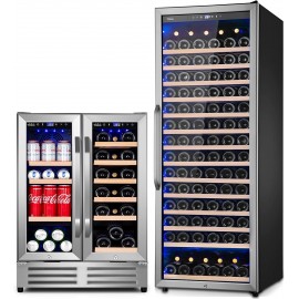 24 Inch Wine Cooler Refrigerator and 24 Inch Dual Zone Wine Fridge with Glass door with Powerful and Quite Cool System B09PMN9QYY