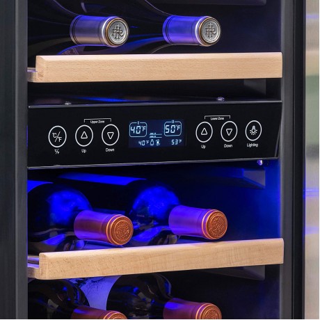 Newair 15 Wine Cooler Refrigerator | 29 Bottle Capacity | Fridge Built-in Or Free Standing | Dual Zone Wine Fridge With Removable Beech Wood Shelves In Stainless Steel NWC029SS01 B084Z1LG8W