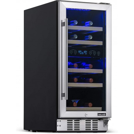 Newair 15 Wine Cooler Refrigerator | 29 Bottle Capacity | Fridge Built-in Or Free Standing | Dual Zone Wine Fridge With Removable Beech Wood Shelves In Stainless Steel NWC029SS01 B084Z1LG8W