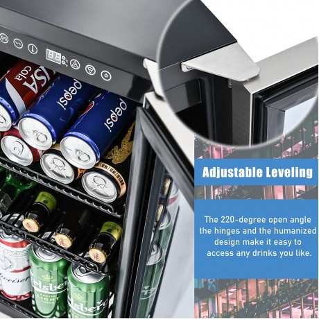 15inch Beverage Refrigerator and Beer Fridge Under Counter Built-in or Freestanding,120 Cans Beverage Cooler 34-65°F with Adjustable Shelves LED Lighting ETL Touch Controls Defrost Double Glass Door for Bottles and Cans Beer Soda Water Wine B0B4C39BY7