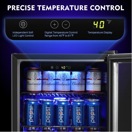AstroAI Beverage Refrigerator and Cooler with Temperature Control 120 Can Mini Fridge with Glass Door for Beer Soda or Wine Drink Fridge for Office Bar with Reversible Door and Removable Shelves B08L94T9FY