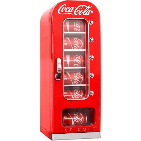 Coca-Cola Retro Vending Machine Style 10 Can Thermoelectric Mini Fridge 12V DC 110V AC with tall window display for Home Dorm Office Travel and Games Room B001YQGDS2