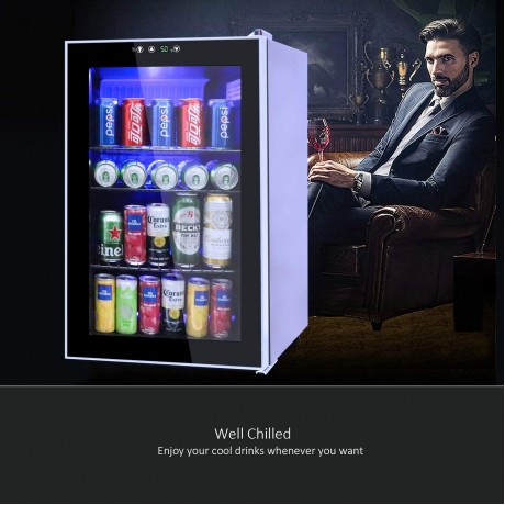 COOLHOME Beverage Refrigerator and Cooler 85 Can Mini Fridge with Glass Door and Adjustable Removable Shelves for Soda Beer or Wine Small Drink Dispenser Machine for Office or Bar B087TWC5GZ
