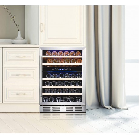 Kalamera 24 Wine Cooler Refrigerator Beverage Cooler 46 Bottle Dual Zone & 154 Cans Beverage Cooler Built-in or Freestanding Fridge B093PGZZV5