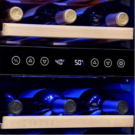 NewAir Slim Dual Zone Built-In Wine Beverage Cooler and Refrigerator 29 Bottle Capacity Standing Fridge with Double-Layer Tempered Glass Door AWR-290DB B01M17271K
