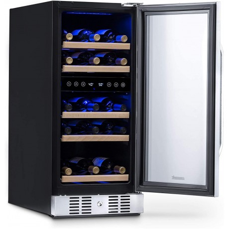 NewAir Slim Dual Zone Built-In Wine Beverage Cooler and Refrigerator 29 Bottle Capacity Standing Fridge with Double-Layer Tempered Glass Door AWR-290DB B01M17271K