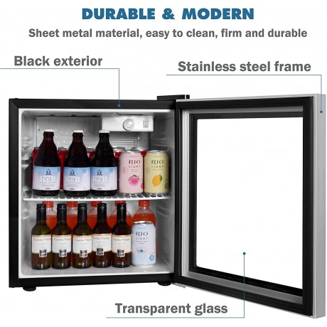 SOUKOO Beverage Cooler and Fridge With Glass Reversible Door Beverage Refrigerator 1.6 Cu.Ft B08QTXWTCM
