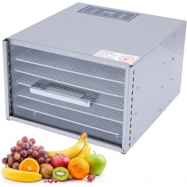 STYLEEE Food Dehydrator with 24-Hour and Adjustable Temperature for Jerky Fruit Meat Veggies Dog Treats Herbs and Yogurt 6 Stainless Steel Trays Food Dryer Machine B0B4JX12FT