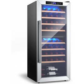 COSTWAY 20-Inch Wine Cooler Refrigerator Dual Zone Wine Fridge with 8 Wooden Shelves for 43 Bottles of Wine Built-In or Freestanding Wine & Beverage Refrigerator for Home Office Bar B09PL53NX5