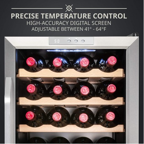 Ivation 24 Bottle Compressor Wine Cooler Refrigerator w Lock | Large Freestanding Wine Cellar For Red White Champagne or Sparkling Wine | 41f-64f Digital Temperature Control Fridge Stainless Steel B09MMGYMMG