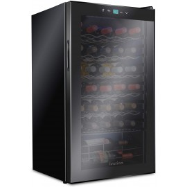 Ivation 34 Bottle Compressor Wine Cooler Refrigerator | Large Freestanding Wine Cellar For Red White Champagne or Sparkling Wine | 41f 64f Touch Digital Temperature Control Fridge Glass Door Black B07ZS2RW4Q