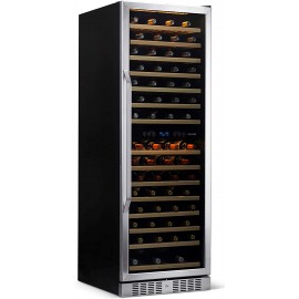 NewAir 24” Wine Cooler Refrigerator Large 160 Bottle Built-in or Freestanding Dual Zone Wine Cellar in Stainless Steel with Precision Thermostat and Full Extension Beechwood Shelves B015IBS2ZA