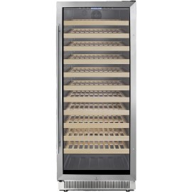 Summit Appliance SWC1127B 24" Wide Single Zone Wine Cellar For Built-In or Freestanding Use with Glass Door with Stainless Steel Trim Digital Thermostat Wooden Shelving and Factory-Installed Lock B08SPVQ69Z