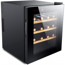 Wine Cooler Refrigerator Fridge 16 Bottles Single Zone Wine Cellar Freestanding Wine Chiller with Double-Layer Glass Door Touch Screen Stainless Steel B08RHJ7CJM