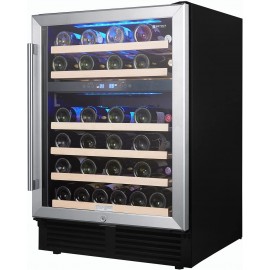 YANGXIN 46 Bottle Wine Cooler Cabinet Freestanding 24 inch Beverage Fridge Small Wine Cellar Soda Beer Counter with Wooden Shelf Quiet Operation Compressor with Clear Glass Door for Office Bar B09N3MYLYZ