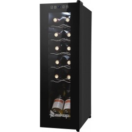 YZJC 12 Bottle Compressor Wine Cooler Refrigerator with Lock Freestanding Wine Cellar for Red White 41f-64f Digital Temperature Control Fridge with Glass Door 1.2 Cu.Ft 34L B095WT9LHB