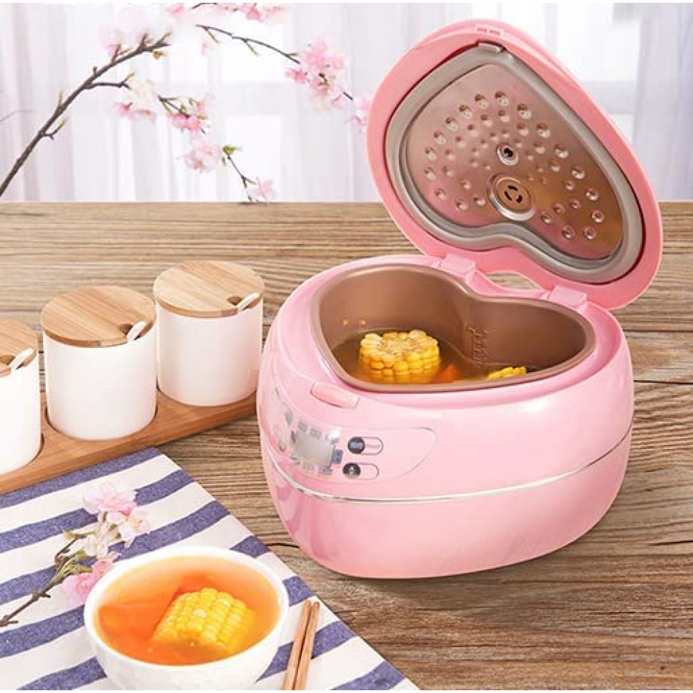 BUYAEAR 1.8L Heart-Shaped Home Rice Cooker with Functions of Cooking Rice Porridge Soup and Cakes,Pink B09YNVPCBR