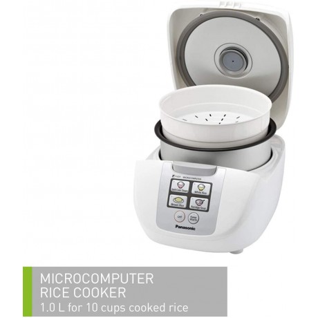 Panasonic 5 Cup Uncooked Rice Cooker with Fuzzy Logic and One-Touch Cooking for Brown Rice White Rice and Porridge or Soup – 1.0 Liter – SR-DF101 White B008C9UCH2