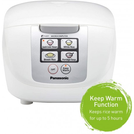 Panasonic 5 Cup Uncooked Rice Cooker with Fuzzy Logic and One-Touch Cooking for Brown Rice White Rice and Porridge or Soup – 1.0 Liter – SR-DF101 White B008C9UCH2