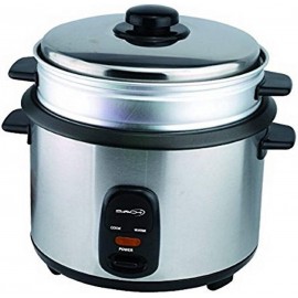 Saachi RC100 5 Cup Automatic Rice Cooker Uncooked with Vegetable Food Steamer and Keep Warm Stainless Steel and Non-Stick Pot Silver B00IO5HDE4