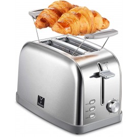 2 slice toaster Retro Bagel Toaster Toaster with 7 Bread Shade Settings 2 Extra Wide Slots Defrost Bagel Cancel Function Removable Crumb Tray Stainless Steel Toaster by Yabano Silver B07PVLRLLQ
