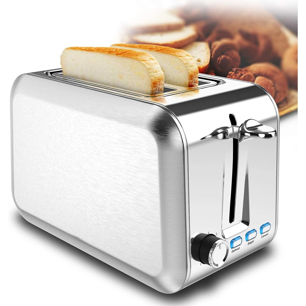 2 Slice Toaster Stainless Steel Toaster Best Rated Prime Toasters with 7 Shade Settings Reheat bagel Cancel Function and Removable Crumb Tray Wide Slots toaster for Bread Waffles B08Q3PPY5B