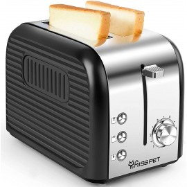 ALES 2 Slice toaster Extra-Wide Slot Toaster with Reheat Defrost Cancel Function 6 Shade Settings Compact Toasters for Bread Waffles Removable Crumb Tray Silver Black B08VDDG65H