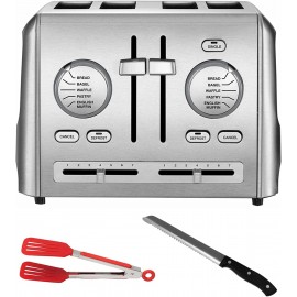 Cuisinart CPT-640 Stainless Steel Custom Select 4-Slice Toaster with Bread Knife and Nylon Flipper Tongs Bundle 3 Items B0957TW51N
