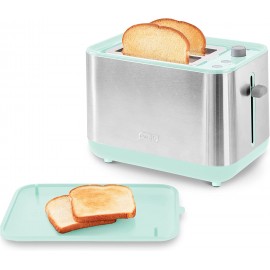 Dash SmartStore™ 2-Slice Wide-Slot Stainless Steel Toaster with Storage Lid for Bagels Specialty Breads & other Baked Goods Aqua B09L2NZ46C