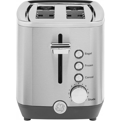 GE 2-Slice Toaster Easy-to Use 850 Watt Toaster with Pre-Set Controls for 7 Shade Settings Bagels & Frozen Items Extra-Wide Slots for Bread & Bagels Stainless Steel G9TMA2SSPSS Renewed B0979MPJDS