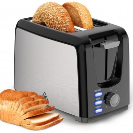 Hommater Toaster 2 Slice Best Rated Prime 2 Slice Toaster with Wide Slots & Removable Crumb Tray Toasters with 7 Shade Settings Defrost Bagel Cancel Function YC-Black B09NLMPPNQ