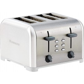 Kenmore 4-Slice Toaster White Stainless Steel Dual Controls Extra Wide Slots Bagel and Defrost Functions 9 Browning Levels Removable Crumb Trays for Bread Toast English Muffin And More B09XBRGKVV