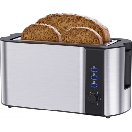 LyriFine Toaster 4 Slice Long Slot 2 Slice Toaster for Artisan Sourdough Breads Stainless Steel Toaster with Warming Rack Extra Wide Slots for Bagels Waffles Silver Extra Large 10''x1.5'' B09R7FHNRL