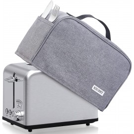 RISURRY Toaster Dust Cover with 2 Pockets and Top Handle Compatible with Cuisinart 2 Slice Toaster Dust and Fingerprint Protection Machine Washable Grey B09ZXY7FYG