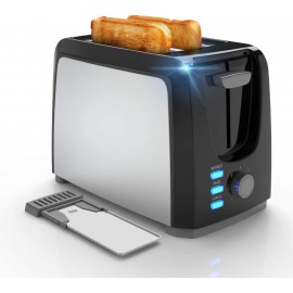 Toaster 2 Slice Best Prime Toasters Stainless Steel Black Bagel Toaster Evenly and Quickly with 2 Wide Slots 7 Shade Settings and Removable Crumb Tray for Bread Waffles B088Z25SK6