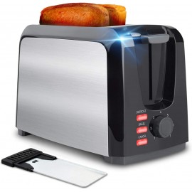 Toaster 2 Slice Stainless Steel Toaster Two Slice Toaster with Removable Crumb Tray Toaster Wide Slot Toasters 2 Slice Best Rated Prime with 7 Bread Shade Settings and Bagel Defrost Cancel Function for Bread B09H2LK8N9