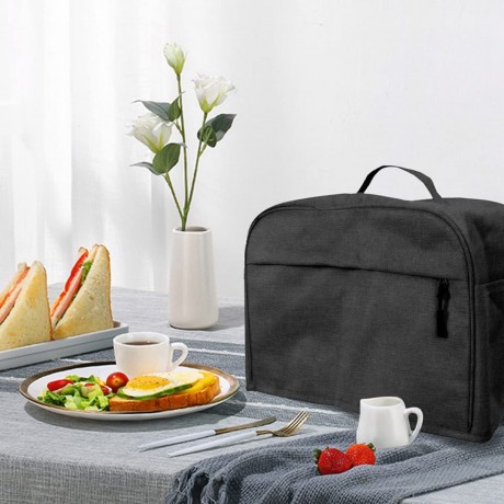 Toaster Cover 2 Slice 4 Slice Toaster Pockets with Zipper & Open Kitchen Small Appliance Cover with Handle For Kitchen Toaster Dust & Fingerprint Protection Black 11.5 x 7.5 x 8in B09VZGC3YR