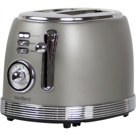 West Bend Toaster 2 Slice Retro-Styled Stainless Steel with 4 Functions and 6 Shade Settings 850-Watts Gray B09JKXJBXW