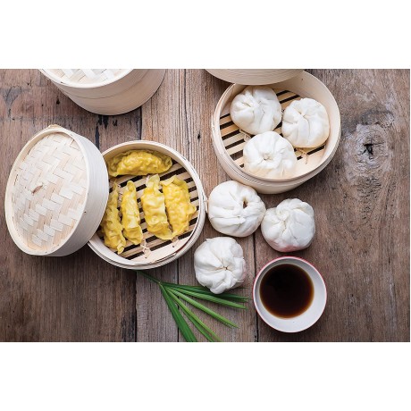 Helen’s Asian Kitchen Bamboo Dim Sum Food Steamer with Lid 4-Inch Set of 2 B000OFNLA2