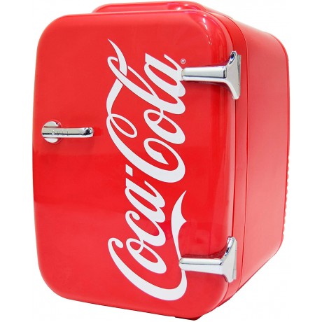 Cooluli Retro Coca-Cola Mini Fridge for Bedroom Car Office Desk & College Dorm Room 4L 6 Can 12V Portable Cooler & Warmer for Food Drinks & Skincare AC DC and Exclusive USB Option Coke Red B07T1MKP41