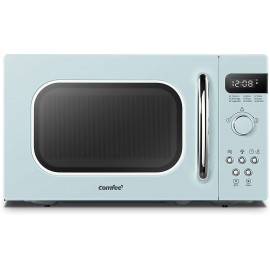 COMFEE' Retro Countertop Microwave Oven with Compact Size Position-Memory Turntable Sound On Off Button Child Safety Lock and ECO Mode 0.7Cu.ft 700W Pastel Green AM720C2RA-G B07RC41J1W