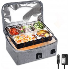 Portable Oven For Truck Driver 12v & 110v Food Warmer With Lunch Bag Personal Portable Oven Mini Electric Heated Lunch Box For Reheating Food In Office Outdoor Travel gray 10.47.34 inches B091CFYN6M
