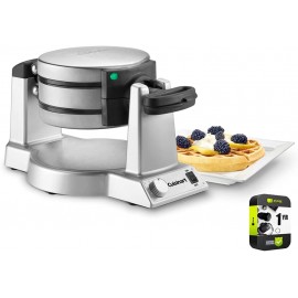 Cuisinart WAF-F20P1 Double Belgian Waffle Maker Round Iron Silver Bundle with 1 YR CPS Enhanced Protection Pack B098RDK6JG
