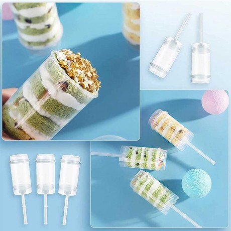 YINGYING pushable Cake Cup，Plastic Jelly Ice Cream Push Up Containers with Lid Base and Stick for Dessert Pop Shooter for Wedding B0B295RC6P