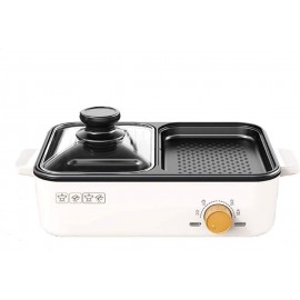 Practical Household Household Mini Multifunction Hot Pot Integrated Grill Electric Baking Pan Multifunction Mini Pot Knob Temperature Control lsxysp B0972D1XD2