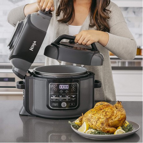 Ninja OP302 Foodi 9-in-1 Pressure Broil Dehydrate Slow Cooker Air Fryer and More with 6.5 Quart Capacity and 45 Recipe Book and a High Gloss Finish B07K2LNDR4