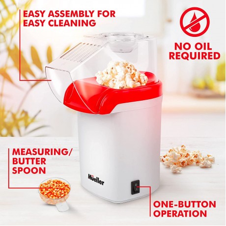 Mueller Ultra Pop Hot Air Popcorn Popper Electric Pop Corn Maker Healthy and Quick Snack No Oil Needed with Measuring Butter Cup B09RQZJ6NH