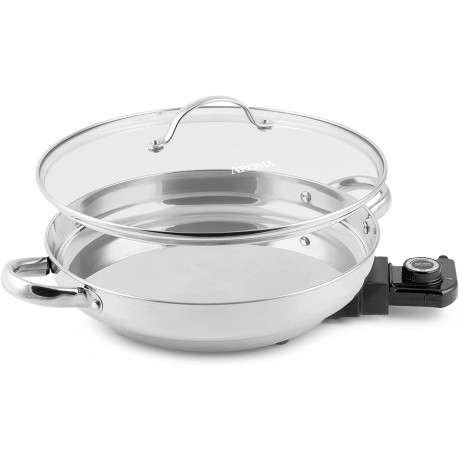 Aroma Housewares AFP-1600S Gourmet Series Stainless Steel Electric Skillet 11.8 inches B0044V6DV6